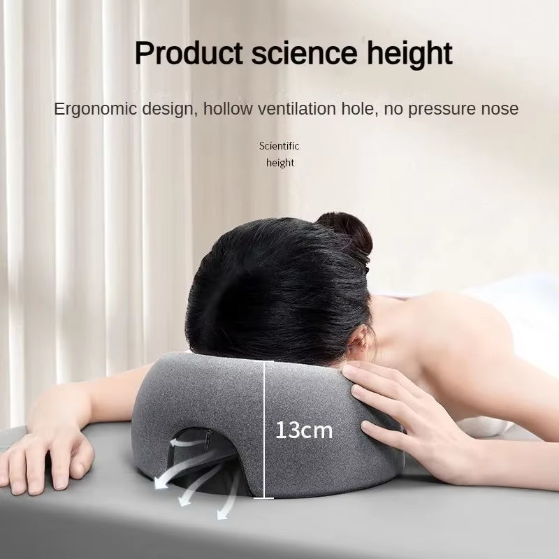 Ergonomics Lying down Pillow Memory Foam Breathable Head Rest Support Pillow Body Massage Face Rest Pillow for Beauty Salon